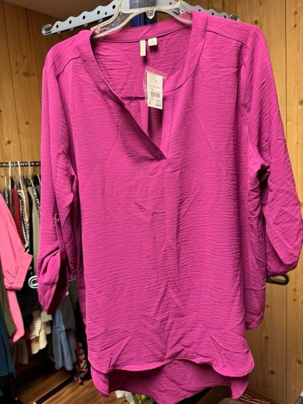 Cato Fuchsia Split Neck Tunic